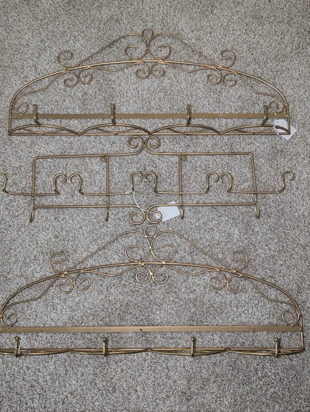 Ornate Metal Wall Hooks - Gold Accent 3